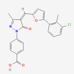 molecular formula C23H17ClN2O4 B3555350 4-(4-{[5-(3-chloro-2-methylphenyl)-2-furyl]methylene}-3-methyl-5-oxo-4,5-dihydro-1H-pyrazol-1-yl)benzoic acid 