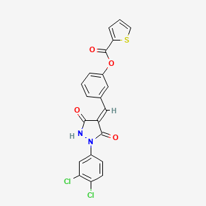 molecular formula C21H12Cl2N2O4S B3555386 3-{[1-(3,4-dichlorophenyl)-3,5-dioxo-4-pyrazolidinylidene]methyl}phenyl 2-thiophenecarboxylate 