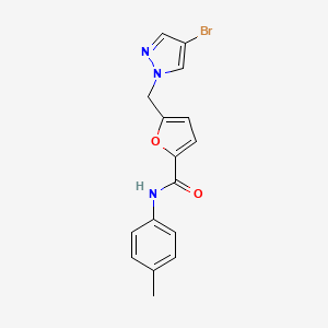 molecular formula C16H14BrN3O2 B3555432 5-[(4-bromo-1H-pyrazol-1-yl)methyl]-N-(4-methylphenyl)-2-furamide 