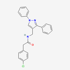 molecular formula C24H20ClN3O B3555441 2-(4-chlorophenyl)-N-[(1,3-diphenyl-1H-pyrazol-4-yl)methyl]acetamide 