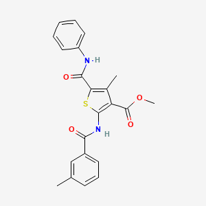 molecular formula C22H20N2O4S B3555503 methyl 5-(anilinocarbonyl)-4-methyl-2-[(3-methylbenzoyl)amino]-3-thiophenecarboxylate 