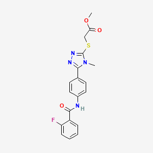 molecular formula C19H17FN4O3S B3555529 methyl [(5-{4-[(2-fluorobenzoyl)amino]phenyl}-4-methyl-4H-1,2,4-triazol-3-yl)thio]acetate 