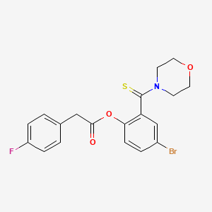 4-bromo-2-(4-morpholinylcarbonothioyl)phenyl (4-fluorophenyl)acetate