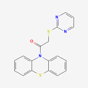 molecular formula C18H13N3OS2 B3555625 10-[(2-pyrimidinylthio)acetyl]-10H-phenothiazine 