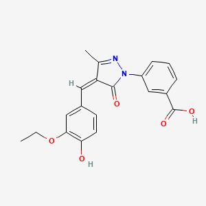 molecular formula C20H18N2O5 B3555632 3-[4-(3-ethoxy-4-hydroxybenzylidene)-3-methyl-5-oxo-4,5-dihydro-1H-pyrazol-1-yl]benzoic acid 