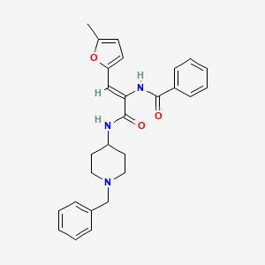 molecular formula C27H29N3O3 B3555637 N-[1-{[(1-benzyl-4-piperidinyl)amino]carbonyl}-2-(5-methyl-2-furyl)vinyl]benzamide 