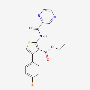 molecular formula C18H14BrN3O3S B3555659 ethyl 4-(4-bromophenyl)-2-[(2-pyrazinylcarbonyl)amino]-3-thiophenecarboxylate 