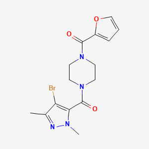 1-[(4-bromo-1,3-dimethyl-1H-pyrazol-5-yl)carbonyl]-4-(2-furoyl)piperazine