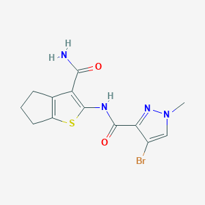 molecular formula C13H13BrN4O2S B3555910 N-[3-(aminocarbonyl)-5,6-dihydro-4H-cyclopenta[b]thien-2-yl]-4-bromo-1-methyl-1H-pyrazole-3-carboxamide 