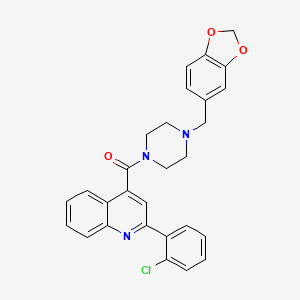 molecular formula C28H24ClN3O3 B3555922 4-{[4-(1,3-benzodioxol-5-ylmethyl)-1-piperazinyl]carbonyl}-2-(2-chlorophenyl)quinoline 