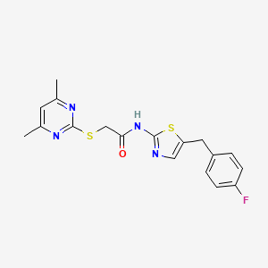 2-[(4,6-dimethyl-2-pyrimidinyl)thio]-N-[5-(4-fluorobenzyl)-1,3-thiazol-2-yl]acetamide