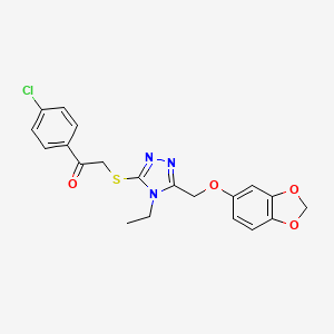 2-({5-[(1,3-benzodioxol-5-yloxy)methyl]-4-ethyl-4H-1,2,4-triazol-3-yl}thio)-1-(4-chlorophenyl)ethanone