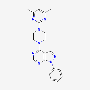 molecular formula C21H22N8 B3556022 4-[4-(4,6-dimethyl-2-pyrimidinyl)-1-piperazinyl]-1-phenyl-1H-pyrazolo[3,4-d]pyrimidine 