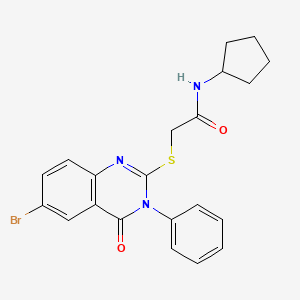 molecular formula C21H20BrN3O2S B3556041 2-[(6-bromo-4-oxo-3-phenyl-3,4-dihydro-2-quinazolinyl)thio]-N-cyclopentylacetamide 