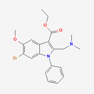 molecular formula C21H23BrN2O3 B3556063 ethyl 6-bromo-2-[(dimethylamino)methyl]-5-methoxy-1-phenyl-1H-indole-3-carboxylate 