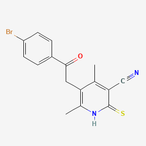 molecular formula C16H13BrN2OS B3556075 5-[2-(4-bromophenyl)-2-oxoethyl]-4,6-dimethyl-2-thioxo-1,2-dihydropyridine-3-carbonitrile 