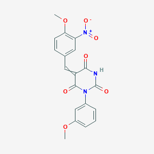 molecular formula C19H15N3O7 B3556110 5-(4-methoxy-3-nitrobenzylidene)-1-(3-methoxyphenyl)-2,4,6(1H,3H,5H)-pyrimidinetrione 