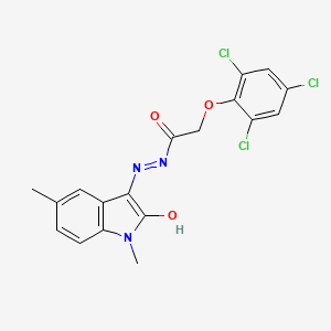 molecular formula C18H14Cl3N3O3 B3556172 N'-(1,5-dimethyl-2-oxo-1,2-dihydro-3H-indol-3-ylidene)-2-(2,4,6-trichlorophenoxy)acetohydrazide 