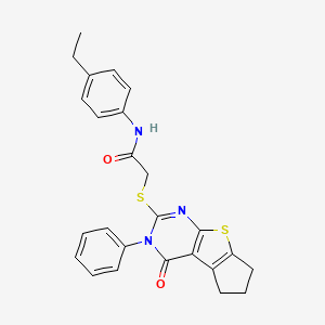 N-(4-ethylphenyl)-2-[(4-oxo-3-phenyl-3,5,6,7-tetrahydro-4H-cyclopenta[4,5]thieno[2,3-d]pyrimidin-2-yl)thio]acetamide