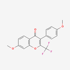 molecular formula C18H13F3O4 B3556260 7-methoxy-3-(4-methoxyphenyl)-2-(trifluoromethyl)-4H-chromen-4-one 