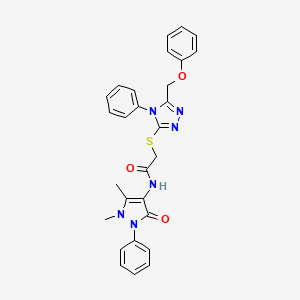 N-(1,5-dimethyl-3-oxo-2-phenyl-2,3-dihydro-1H-pyrazol-4-yl)-2-{[5-(phenoxymethyl)-4-phenyl-4H-1,2,4-triazol-3-yl]thio}acetamide