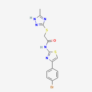 molecular formula C14H12BrN5OS2 B3556288 N-[4-(4-bromophenyl)-1,3-thiazol-2-yl]-2-[(5-methyl-4H-1,2,4-triazol-3-yl)thio]acetamide 