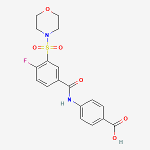 molecular formula C18H17FN2O6S B3556289 4-{[4-fluoro-3-(4-morpholinylsulfonyl)benzoyl]amino}benzoic acid 