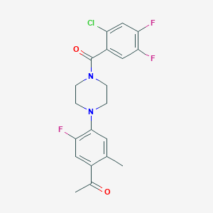 molecular formula C20H18ClF3N2O2 B3556324 1-{4-[4-(2-chloro-4,5-difluorobenzoyl)-1-piperazinyl]-5-fluoro-2-methylphenyl}ethanone 