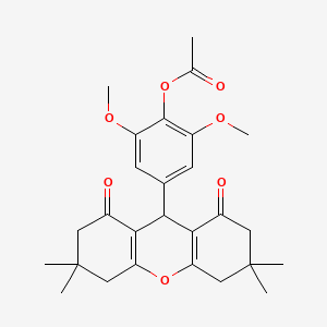 molecular formula C27H32O7 B3556330 2,6-dimethoxy-4-(3,3,6,6-tetramethyl-1,8-dioxo-2,3,4,5,6,7,8,9-octahydro-1H-xanthen-9-yl)phenyl acetate 