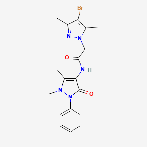 molecular formula C18H20BrN5O2 B3556343 2-(4-bromo-3,5-dimethyl-1H-pyrazol-1-yl)-N-(1,5-dimethyl-3-oxo-2-phenyl-2,3-dihydro-1H-pyrazol-4-yl)acetamide 