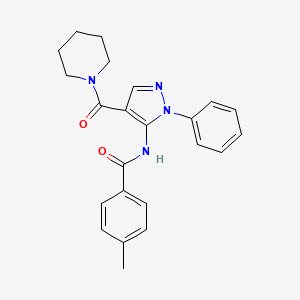 molecular formula C23H24N4O2 B3556360 4-methyl-N-[1-phenyl-4-(1-piperidinylcarbonyl)-1H-pyrazol-5-yl]benzamide 