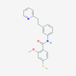 molecular formula C22H22N2O2S B3556463 2-methoxy-4-(methylthio)-N-{3-[2-(2-pyridinyl)ethyl]phenyl}benzamide 