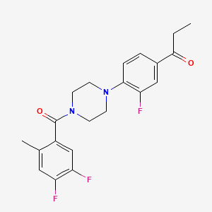 molecular formula C21H21F3N2O2 B3556476 1-{4-[4-(4,5-difluoro-2-methylbenzoyl)-1-piperazinyl]-3-fluorophenyl}-1-propanone 