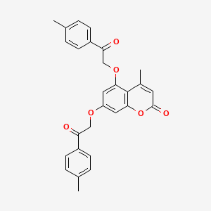 molecular formula C28H24O6 B3556481 4-methyl-5,7-bis[2-(4-methylphenyl)-2-oxoethoxy]-2H-chromen-2-one 