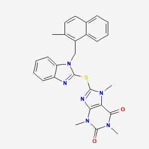 1,3,7-TRIMETHYL-8-({1-[(2-METHYLNAPHTHALEN-1-YL)METHYL]-1H-1,3-BENZODIAZOL-2-YL}SULFANYL)-2,3,6,7-TETRAHYDRO-1H-PURINE-2,6-DIONE