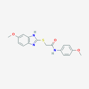 molecular formula C17H17N3O3S B355651 2-[(5-methoxy-1H-benzimidazol-2-yl)sulfanyl]-N-(4-methoxyphenyl)acetamide CAS No. 356587-80-9