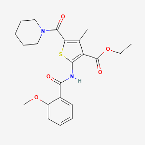 molecular formula C22H26N2O5S B3556517 ethyl 2-[(2-methoxybenzoyl)amino]-4-methyl-5-(1-piperidinylcarbonyl)-3-thiophenecarboxylate 