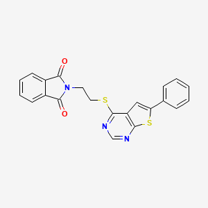 molecular formula C22H15N3O2S2 B3556529 2-{2-[(6-phenylthieno[2,3-d]pyrimidin-4-yl)thio]ethyl}-1H-isoindole-1,3(2H)-dione 