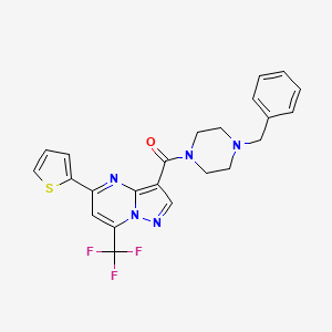 (4-Benzyl-piperazin-1-yl)-(5-thiophen-2-yl-7-trifluoromethyl-pyrazolo[1,5-a]pyrimidin-3-yl)-methanone