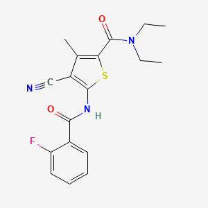 molecular formula C18H18FN3O2S B3556636 4-cyano-N,N-diethyl-5-[(2-fluorobenzoyl)amino]-3-methyl-2-thiophenecarboxamide 