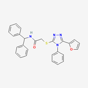 molecular formula C27H22N4O2S B3556638 N-(diphenylmethyl)-2-{[5-(2-furyl)-4-phenyl-4H-1,2,4-triazol-3-yl]thio}acetamide 