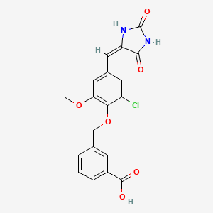 molecular formula C19H15ClN2O6 B3556663 3-({2-chloro-4-[(2,5-dioxo-4-imidazolidinylidene)methyl]-6-methoxyphenoxy}methyl)benzoic acid 