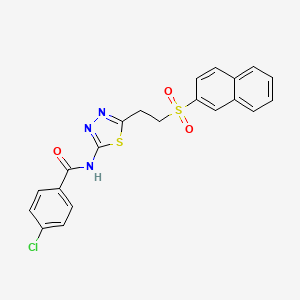 molecular formula C21H16ClN3O3S2 B3556759 4-chloro-N-{5-[2-(2-naphthylsulfonyl)ethyl]-1,3,4-thiadiazol-2-yl}benzamide 