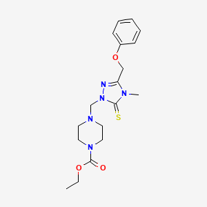 ethyl 4-{[4-methyl-3-(phenoxymethyl)-5-thioxo-4,5-dihydro-1H-1,2,4-triazol-1-yl]methyl}-1-piperazinecarboxylate