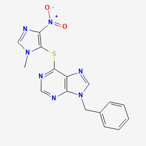 molecular formula C16H13N7O2S B3556901 9-benzyl-6-[(1-methyl-4-nitro-1H-imidazol-5-yl)thio]-9H-purine 