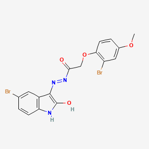 molecular formula C17H13Br2N3O4 B3556941 2-(2-bromo-4-methoxyphenoxy)-N'-(5-bromo-2-oxo-1,2-dihydro-3H-indol-3-ylidene)acetohydrazide 