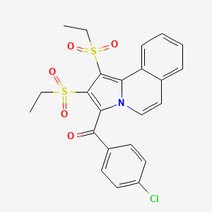 molecular formula C23H20ClNO5S2 B3556946 [1,2-双(乙基磺酰基)吡咯并[2,1-a]异喹啉-3-基](4-氯苯基)甲苯酮 