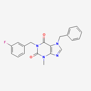 molecular formula C20H17FN4O2 B3556995 7-benzyl-1-(3-fluorobenzyl)-3-methyl-3,7-dihydro-1H-purine-2,6-dione 