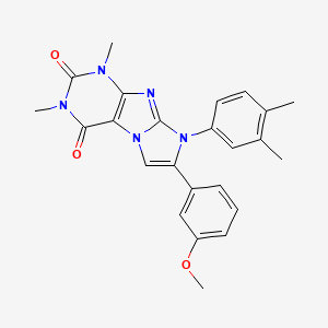 molecular formula C24H23N5O3 B3557015 8-(3,4-dimethylphenyl)-7-(3-methoxyphenyl)-1,3-dimethyl-1H-imidazo[2,1-f]purine-2,4(3H,8H)-dione 