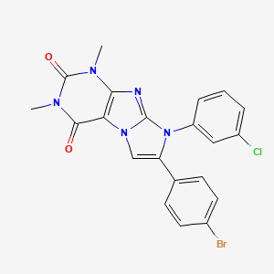 molecular formula C21H15BrClN5O2 B3557076 7-(4-bromophenyl)-8-(3-chlorophenyl)-1,3-dimethyl-1H-imidazo[2,1-f]purine-2,4(3H,8H)-dione 